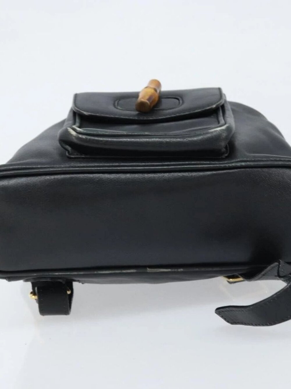 GUCCI Bamboo Backpack Leather Black Gold 003 1705 0030 Auth ka2738 - Picture 11 of 15